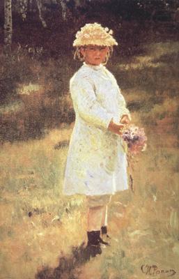 Ilya Repin Girl with a Bouquet (Vera,the Artist's Daughter) (nn02) china oil painting image